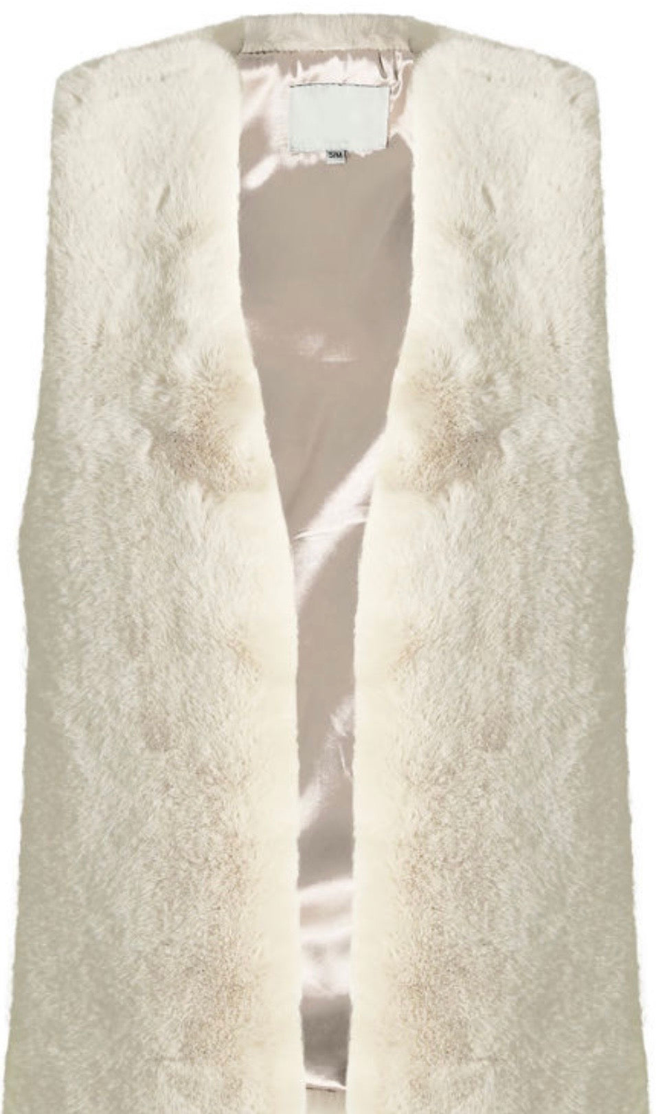 Cream Ribbon side tie Fur Gilet