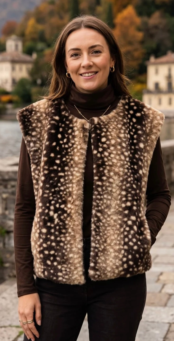 BAMBI PRINT FAUX-FUR WAISTCOAT