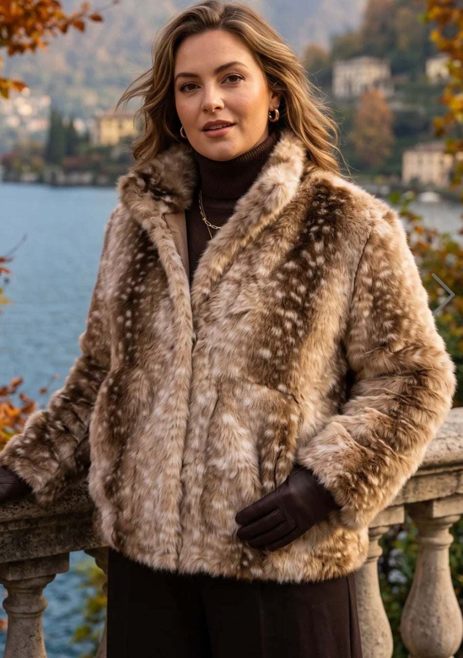 BAMBI PRINT FAUX-FUR JACKET